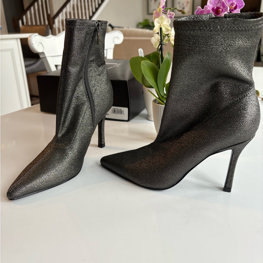 New in box Marc Fisher LTD Kellen sock boot, pewter, size 6M